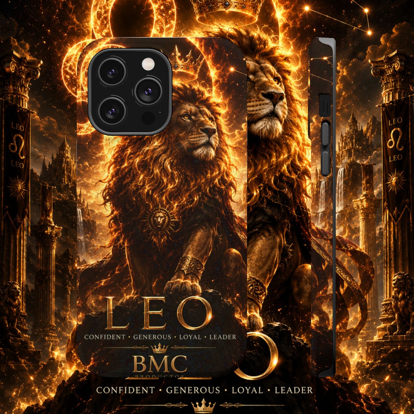 "Funda Magnética Reforzada ♌ Leo — Soberano del fuego eterno"