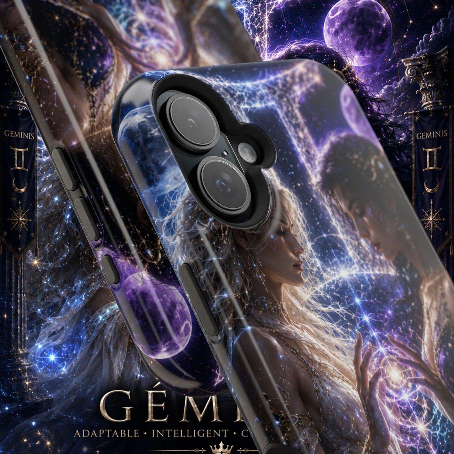 "Funda Magnética Reforzada♊ Géminis M— Reflejo del alma dividida"