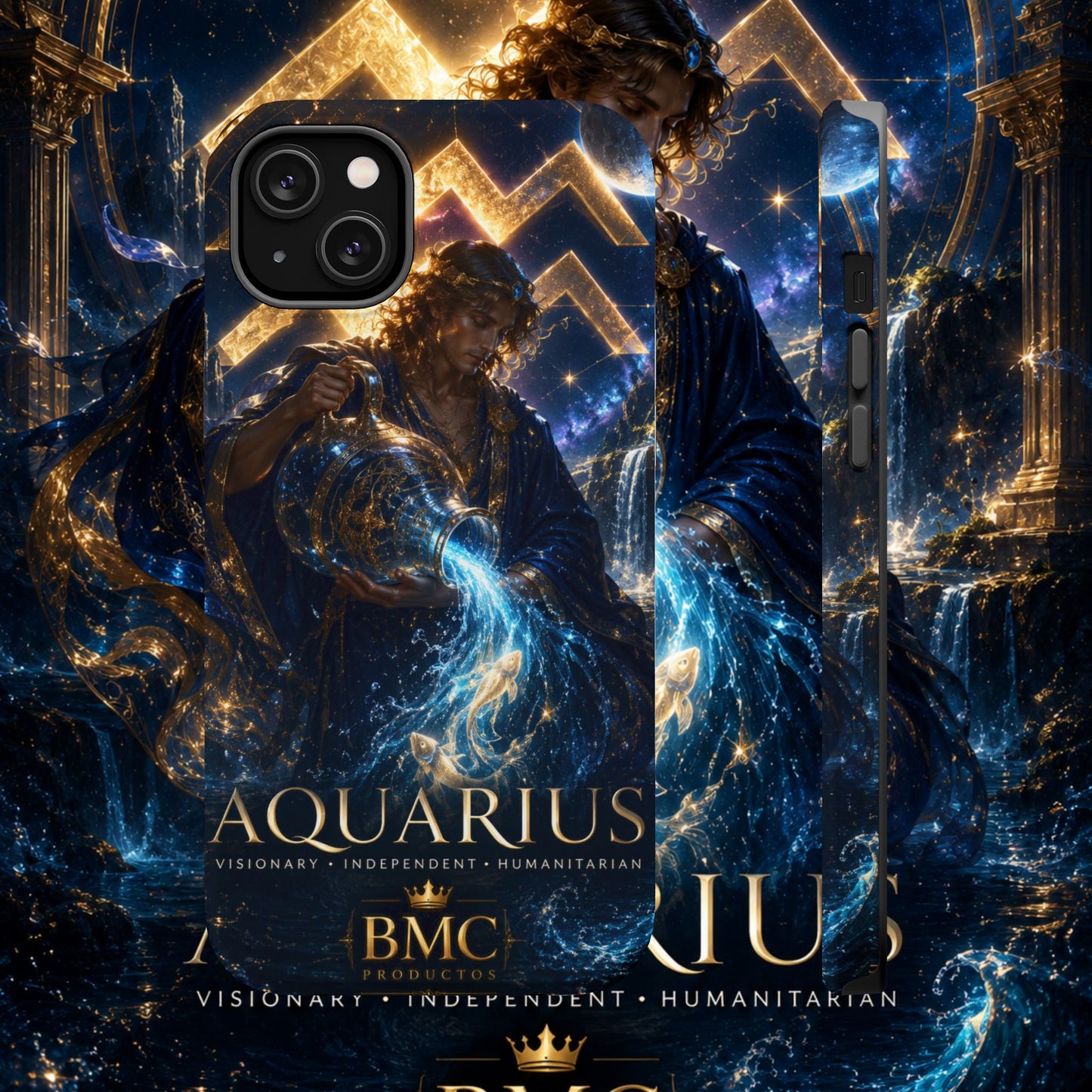 "Funda Magnética Reforzada♒ ACUARIO – El Visionario del Cielo y el Agua"