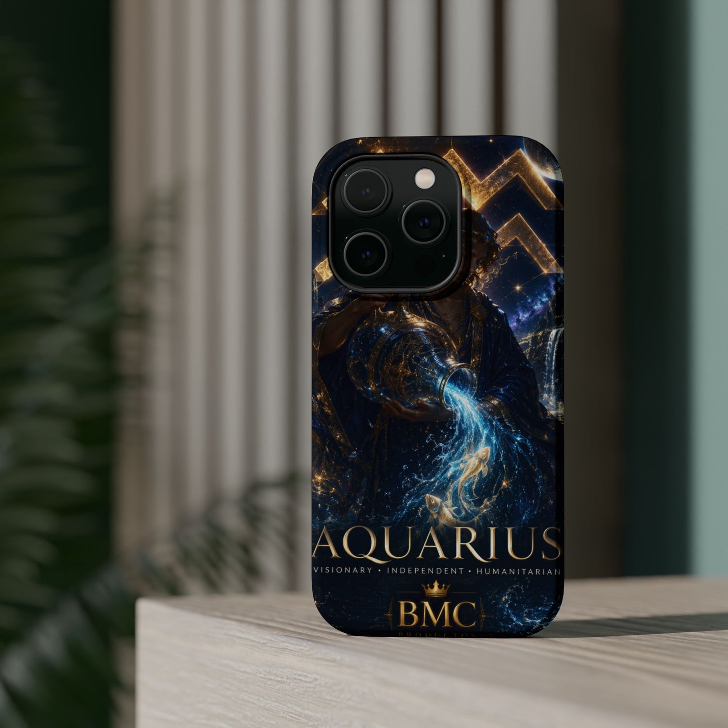 "Funda Magnética Reforzada♒ ACUARIO – El Visionario del Cielo y el Agua"