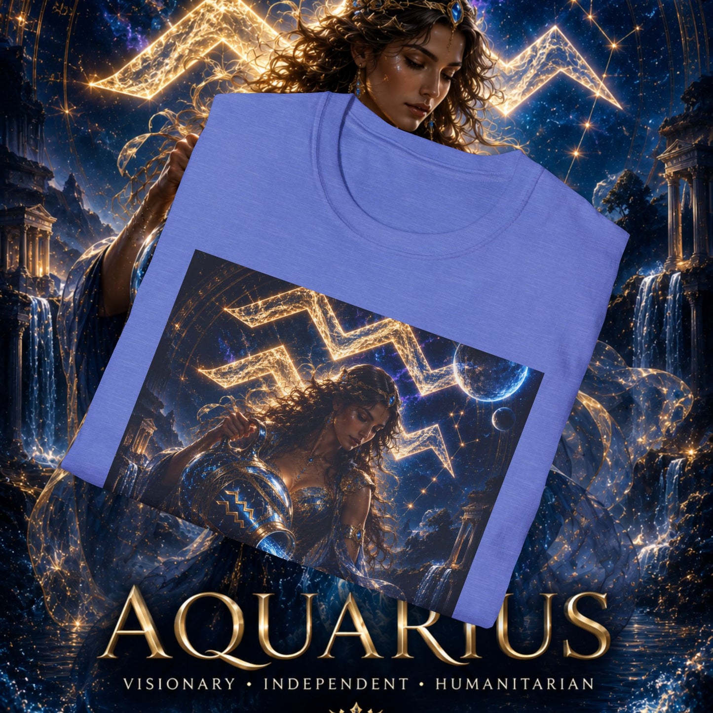 "Camiseta ♒ ACUARIO M– La Visionaria del Cielo y el Agua"