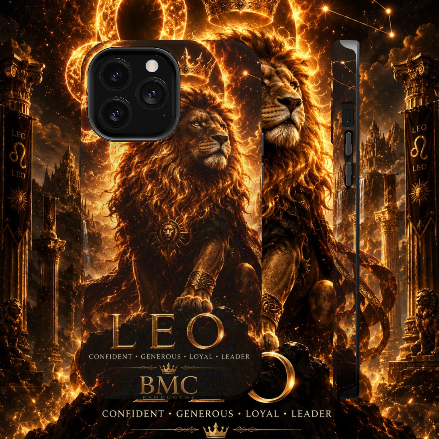"Funda Magnética Reforzada ♌ Leo — Soberano del fuego eterno"