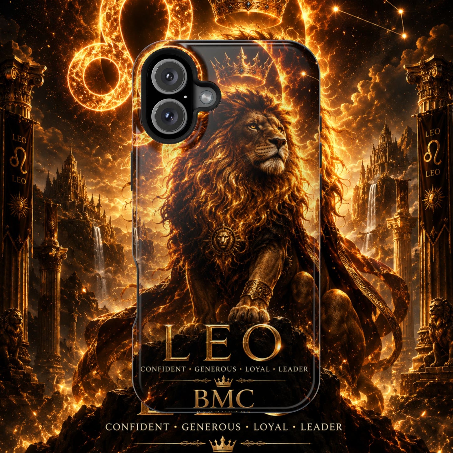 "Funda Magnética Reforzada ♌ Leo — Soberano del fuego eterno"