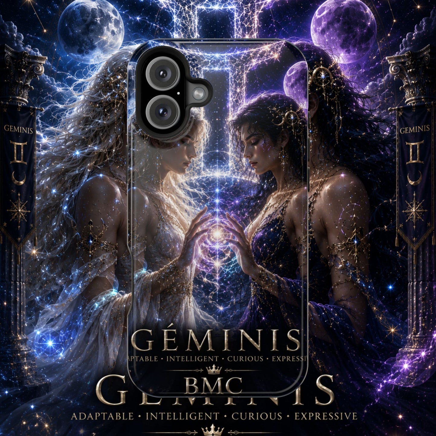 "Funda Magnética Reforzada♊ Géminis M— Reflejo del alma dividida"