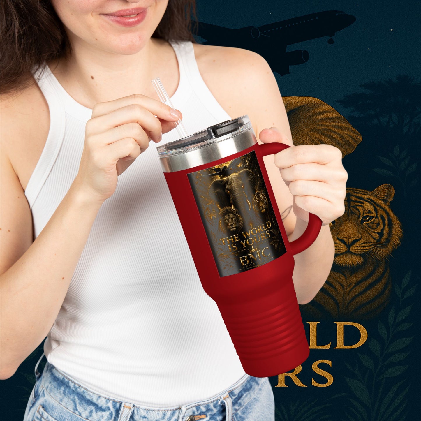 "Taza de viaje aislada El mundo es tuyo"🌍✨