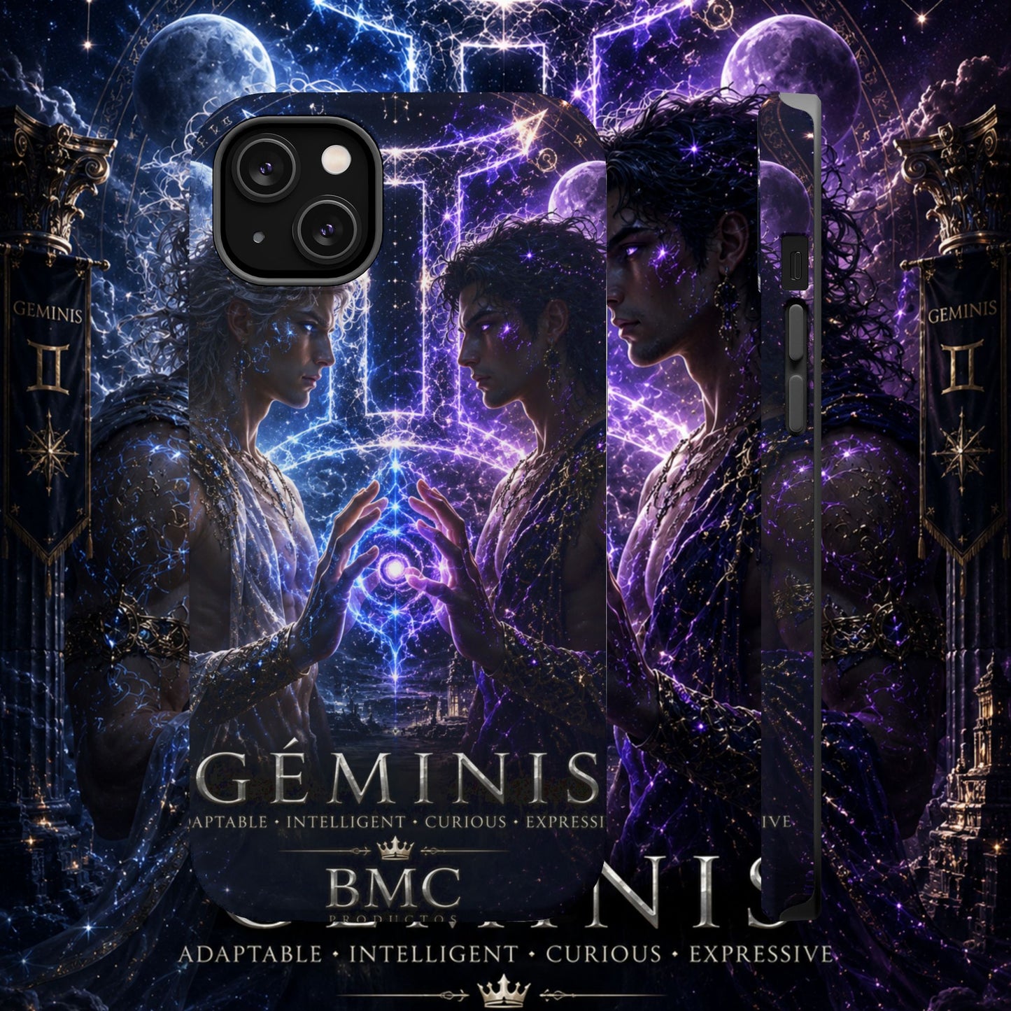 "Funda Magnética Reforzada♊ Géminis — Reflejo del alma dividida"