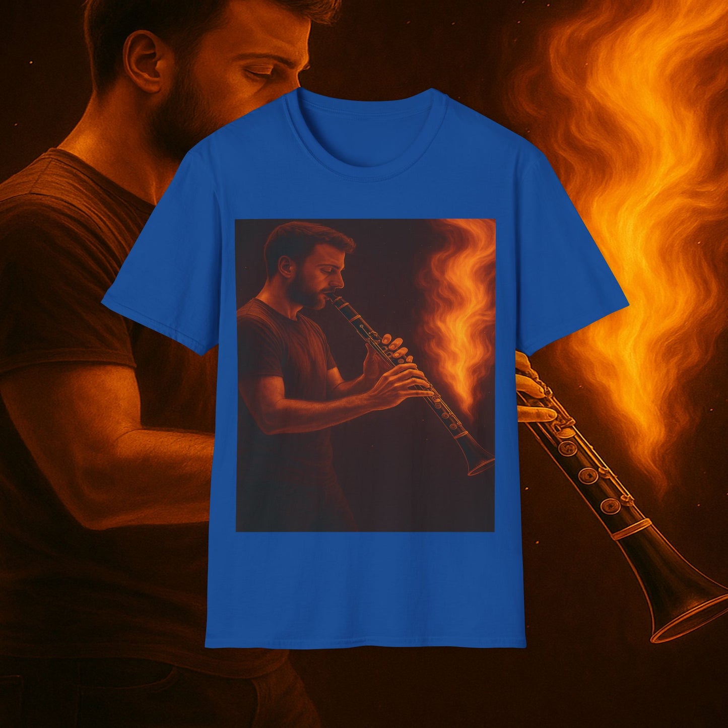 "Clarinet T-shirt🎵🔥 The sound of the soul doesn't scream... it burns." 🔥🎵