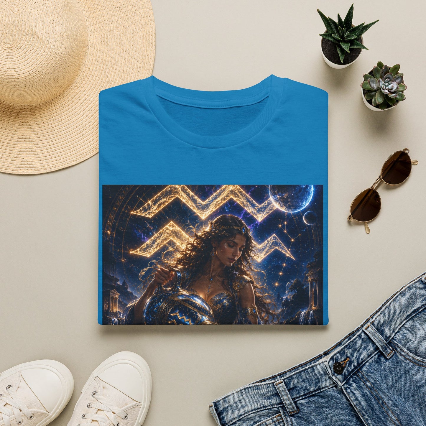 "Camiseta ♒ ACUARIO M– La Visionaria del Cielo y el Agua"