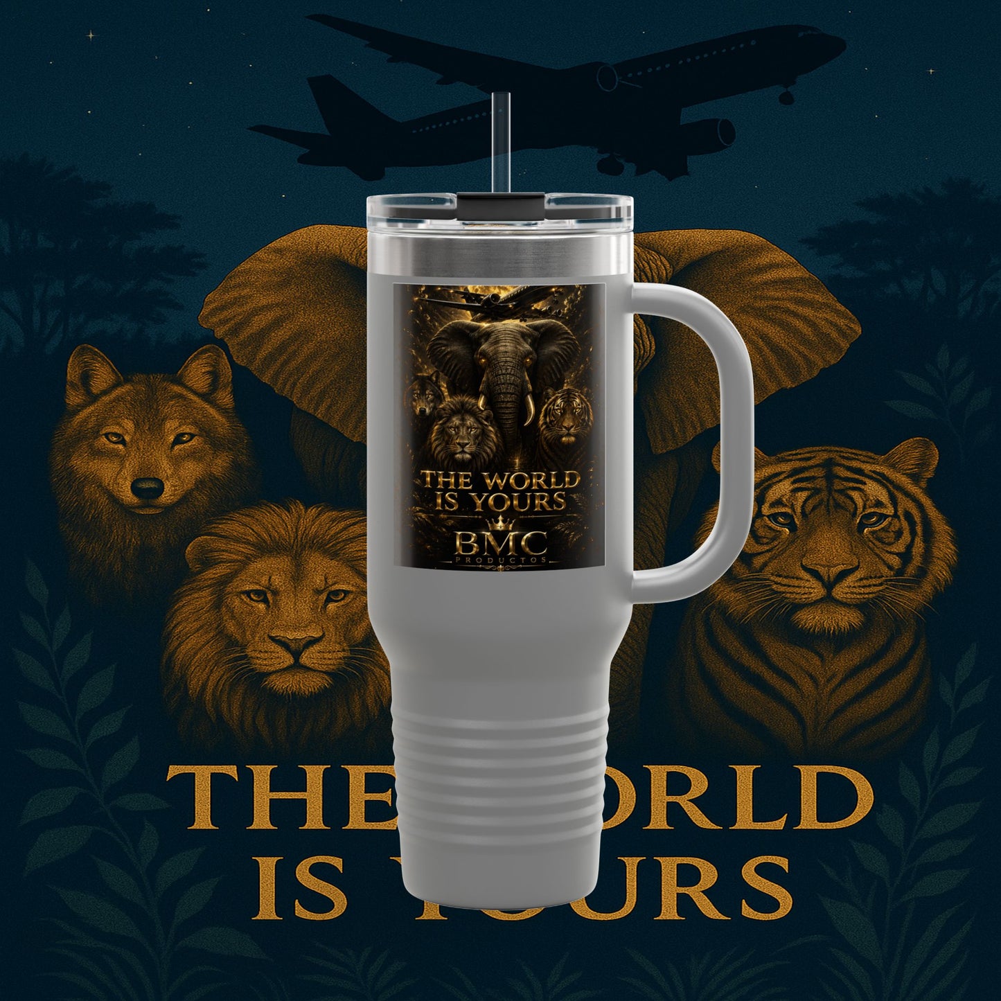 "Taza de viaje aislada El mundo es tuyo"🌍✨