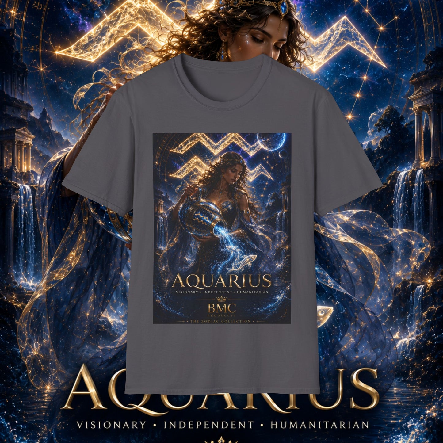 "Camiseta ♒ ACUARIO M– La Visionaria del Cielo y el Agua"