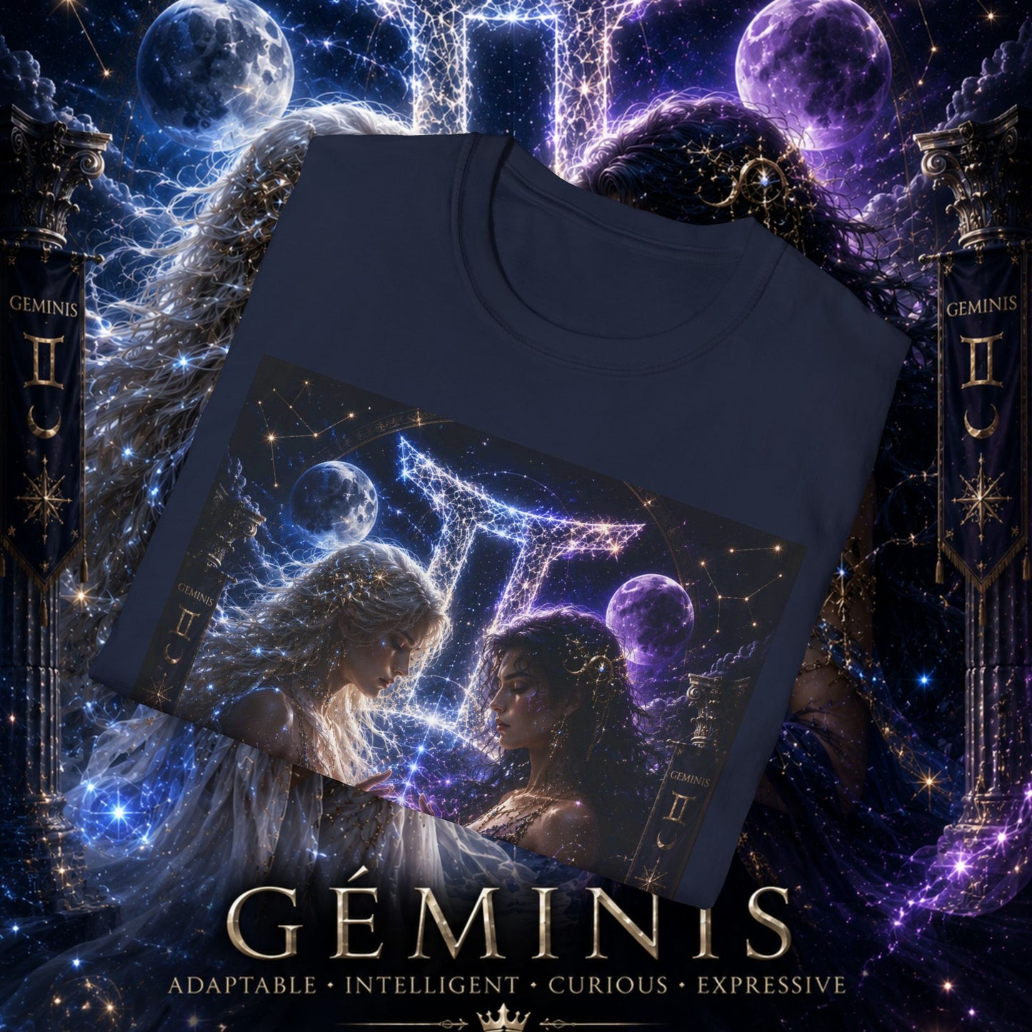 "Camiseta ♊ Géminis M — Reflejo del alma dividida"
