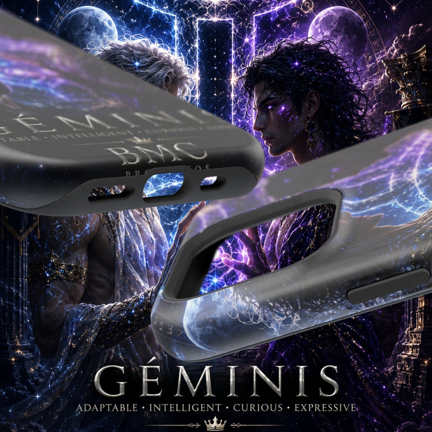 "Funda Magnética Reforzada♊ Géminis — Reflejo del alma dividida"