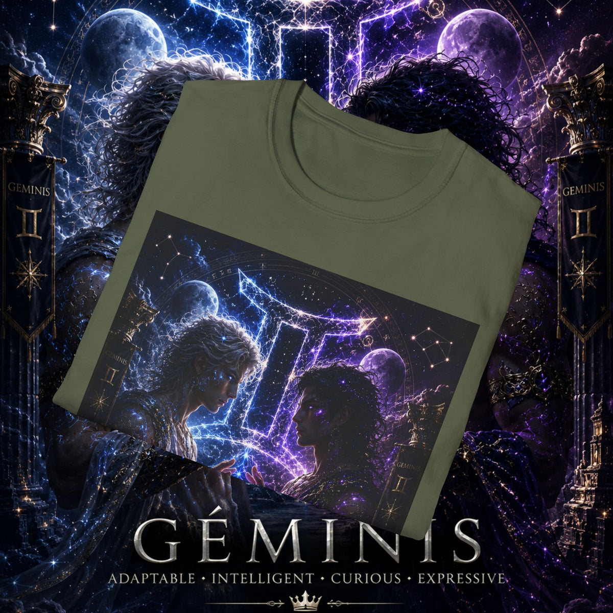 "Camiseta ♊ Géminis — Reflejo del alma dividida"