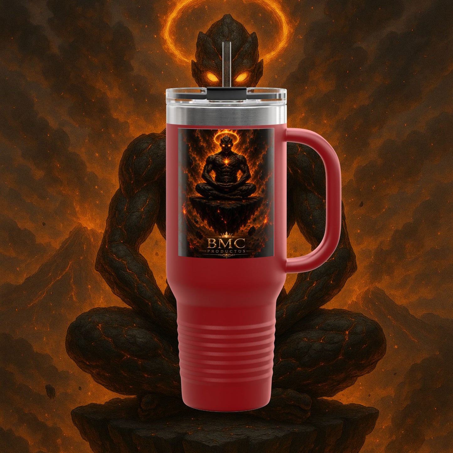 "Taza de viaje aislada Ignarh –🔥el Guardián del Silencio"