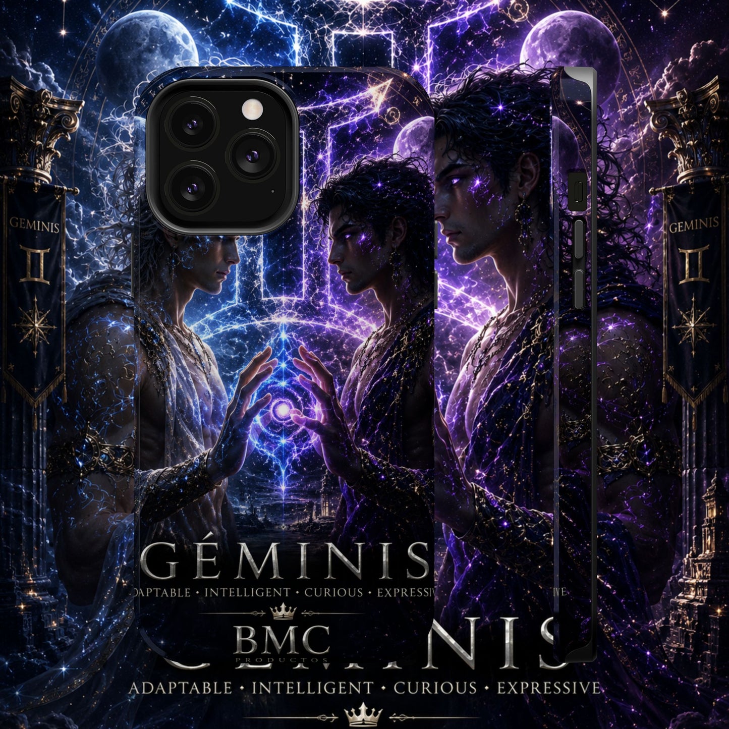"Funda Magnética Reforzada♊ Géminis — Reflejo del alma dividida"