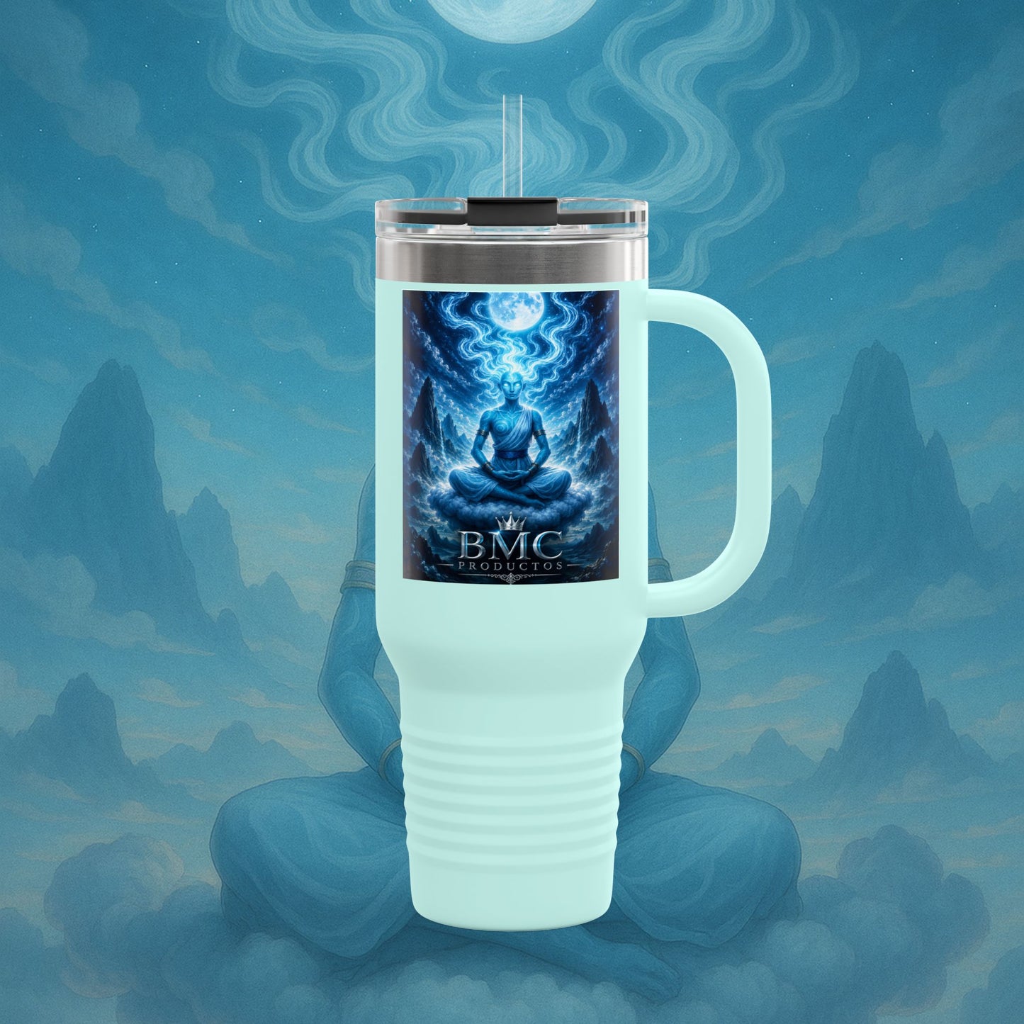 "Taza de viaje aislada Zephala,💨- la Voz del Viento Eterno"