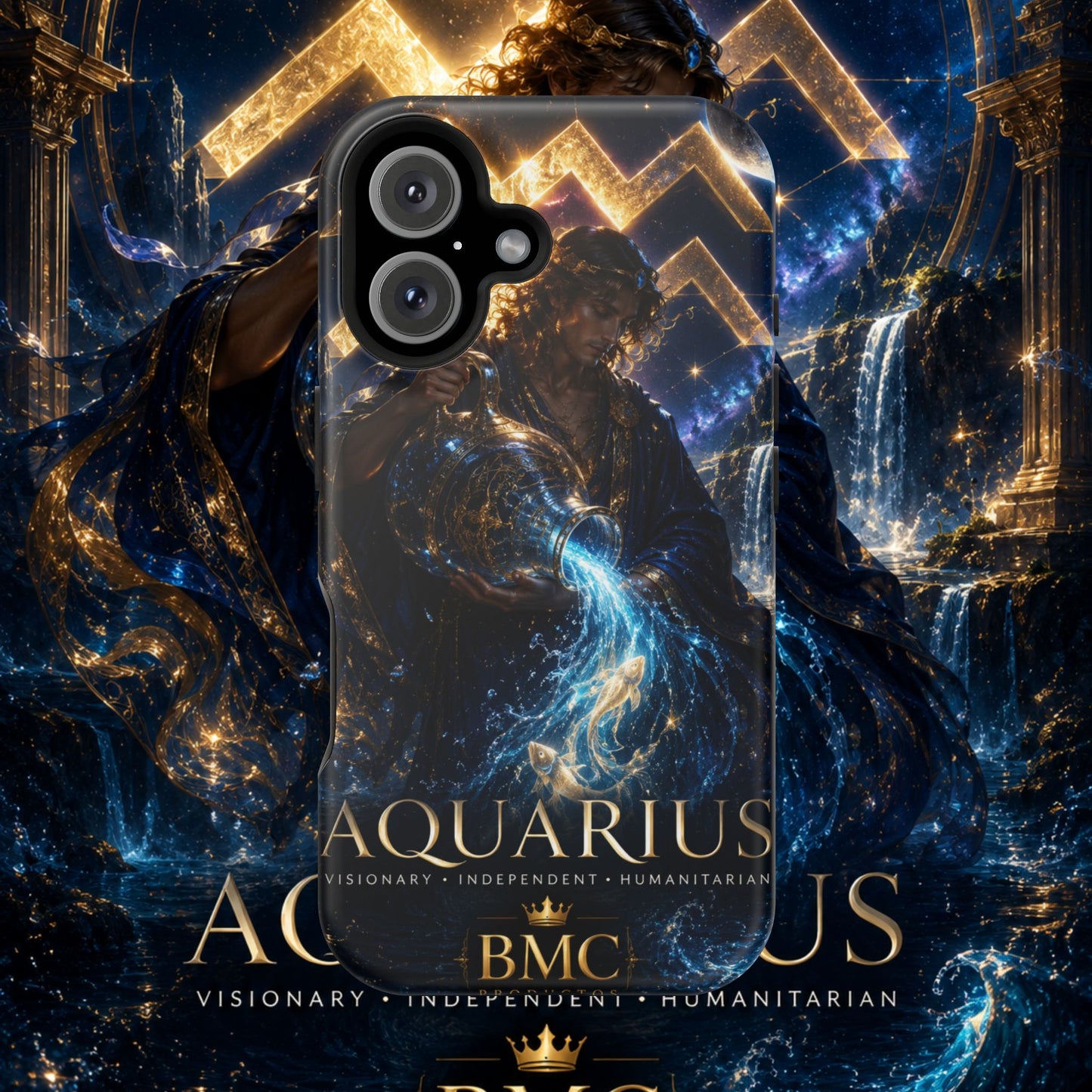 "Funda Magnética Reforzada♒ ACUARIO – El Visionario del Cielo y el Agua"