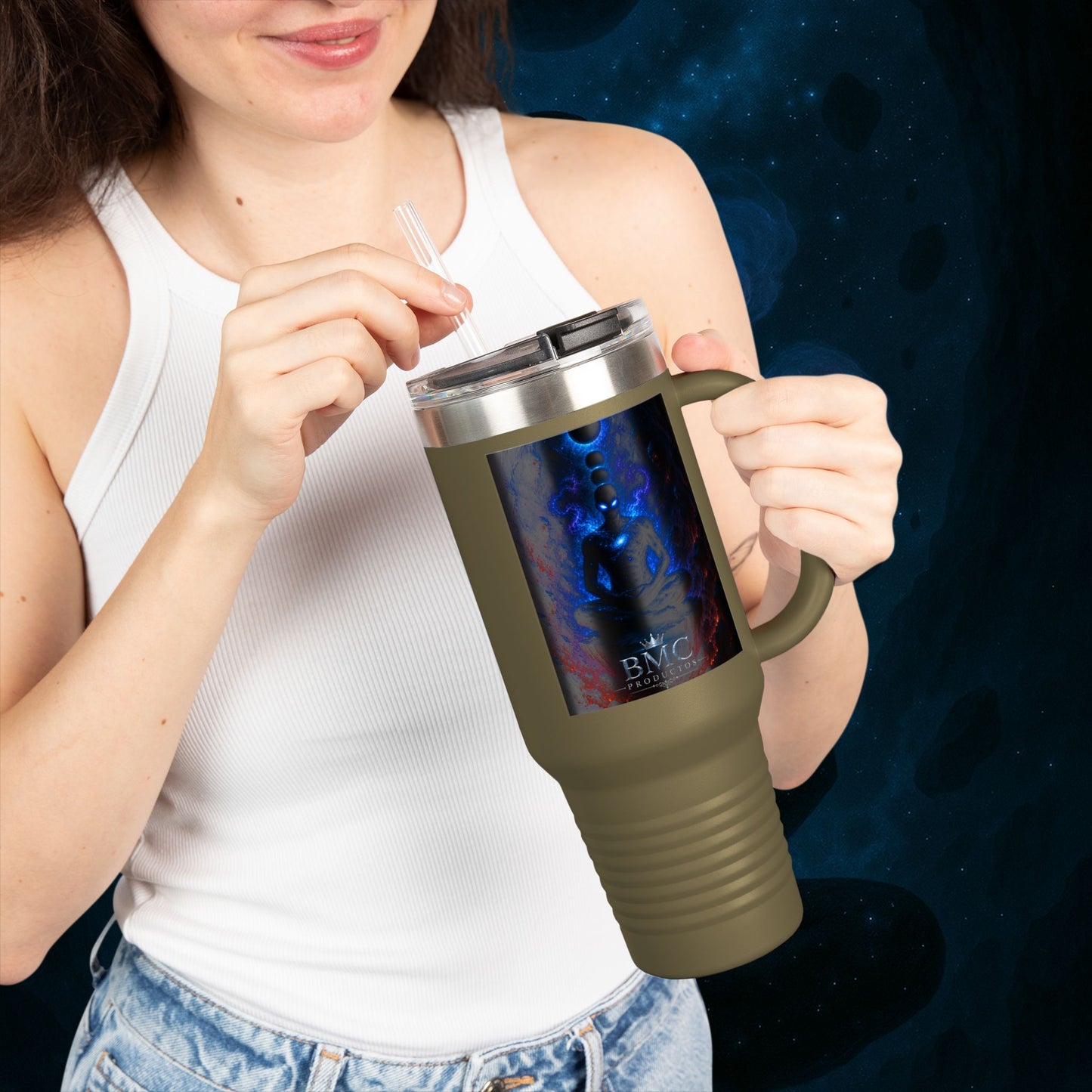 "Taza de viaje aislada 🌌 Nok Tael, el Destello del Vacío"