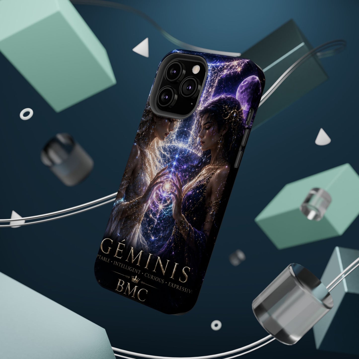 "Funda Magnética Reforzada♊ Géminis M— Reflejo del alma dividida"