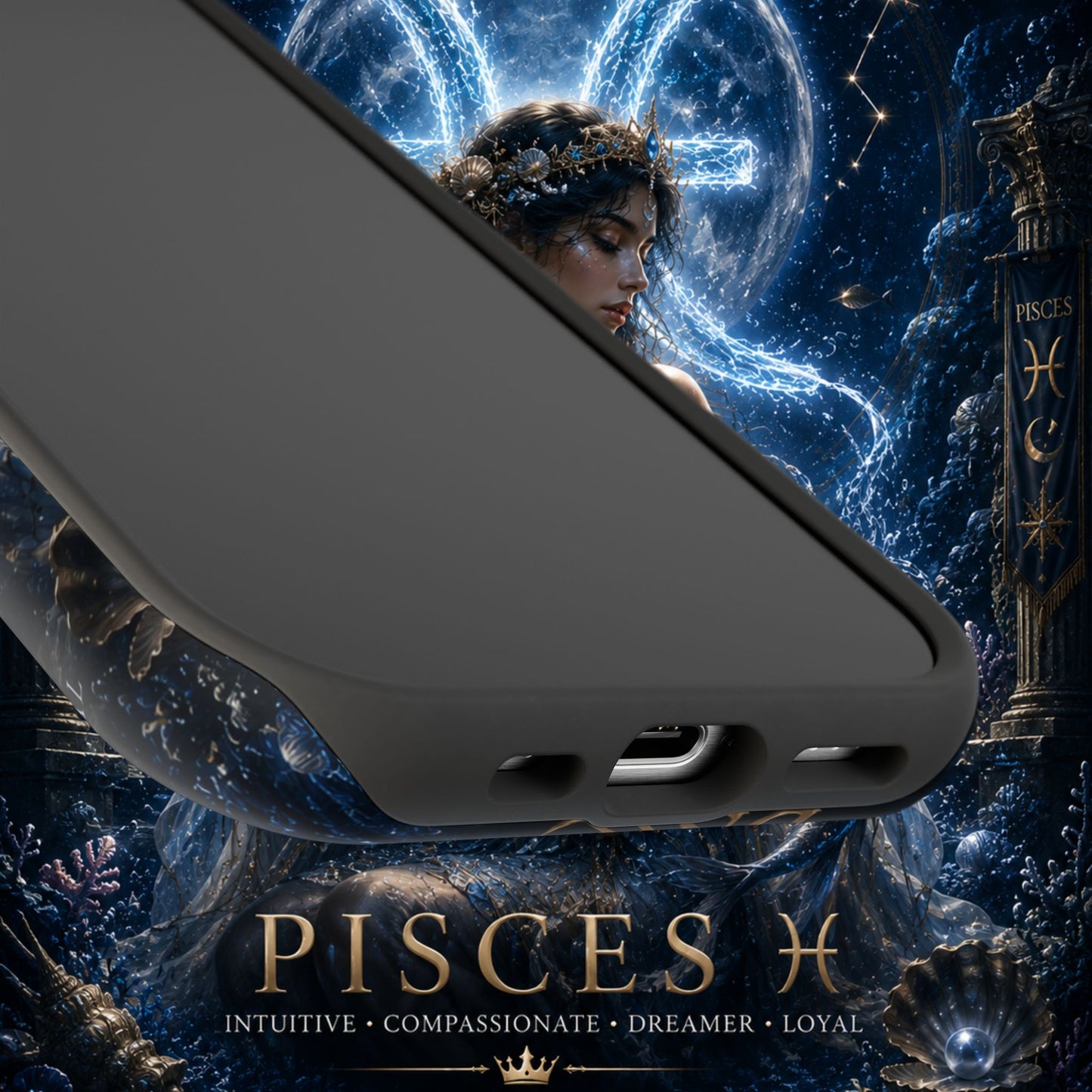 "Funda Magnética Reforzada Piscis M— La Guardiana de las Profundidades"