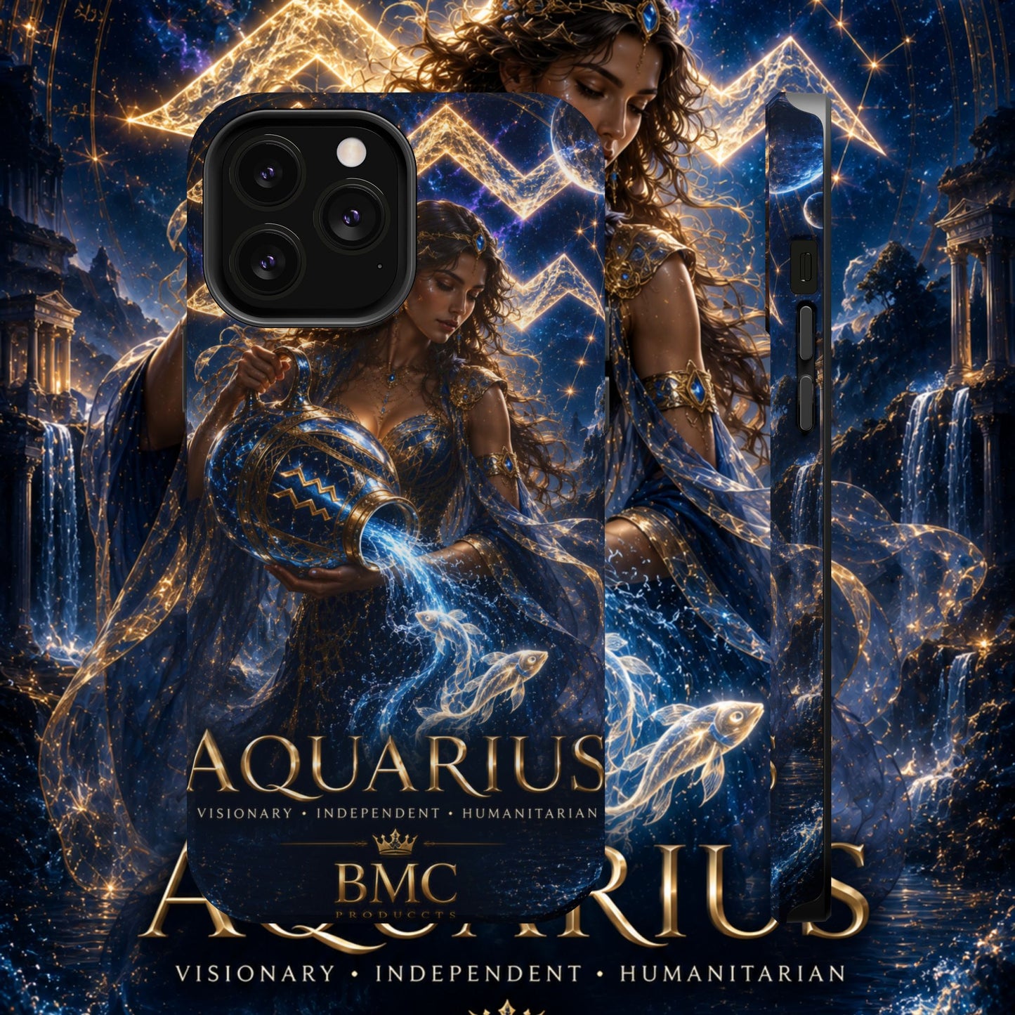 "Funda Magnética Reforzada♒ ACUARIO M– La Visionaria del Cielo y el Agua"