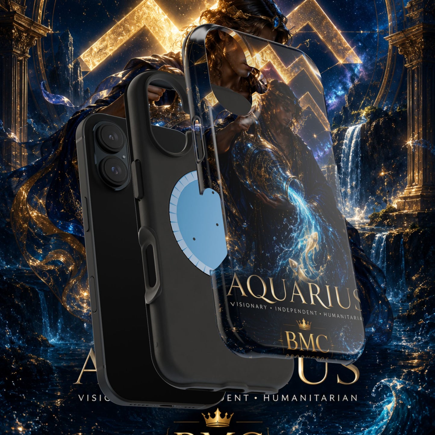 "Funda Magnética Reforzada♒ ACUARIO – El Visionario del Cielo y el Agua"