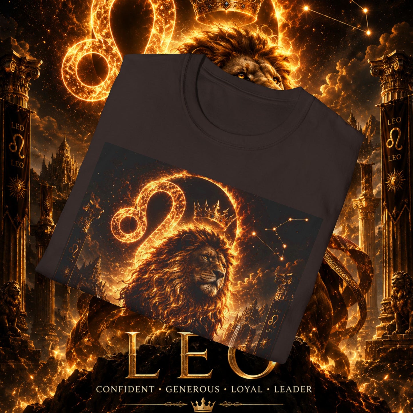 "Camiseta ♌ Leo — Soberano del fuego eterno"