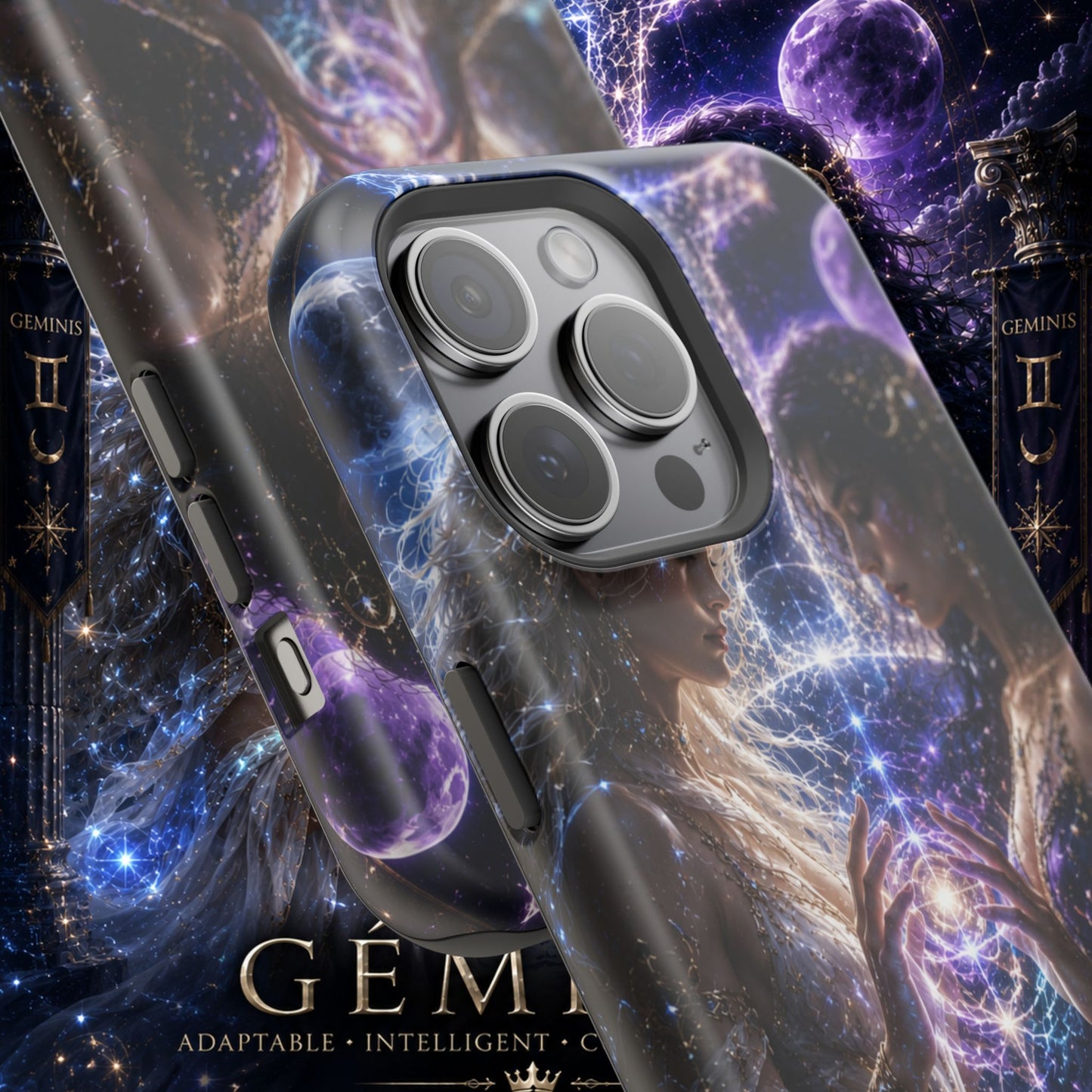 "Funda Magnética Reforzada♊ Géminis M— Reflejo del alma dividida"