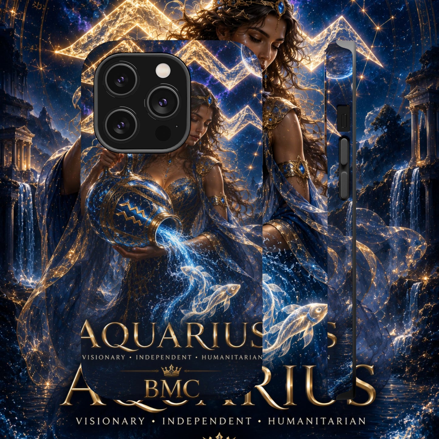 "Funda Magnética Reforzada♒ ACUARIO M– La Visionaria del Cielo y el Agua"
