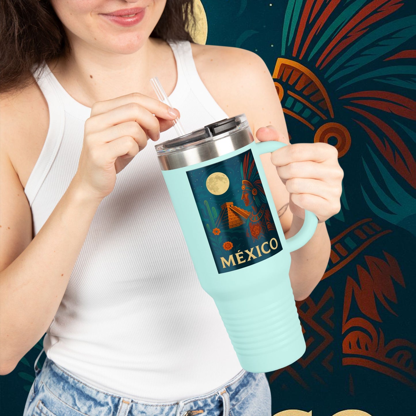 "taza de Viaje Aislada México: Tierra de Colores, Cultura y Corazón 🌵🎉🪅"