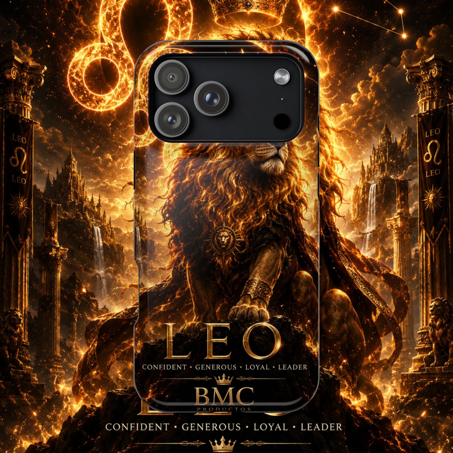 "Funda Magnética Reforzada ♌ Leo — Soberano del fuego eterno"