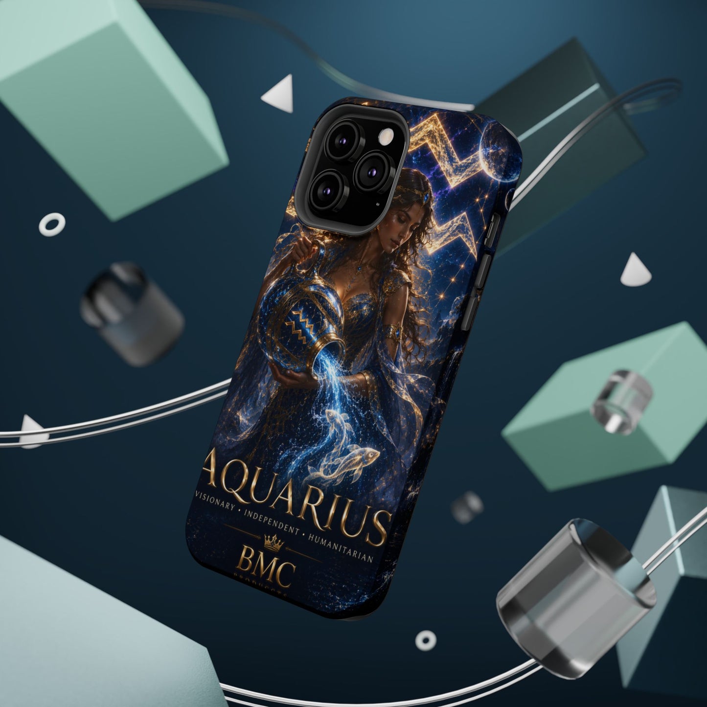 "Funda Magnética Reforzada♒ ACUARIO M– La Visionaria del Cielo y el Agua"