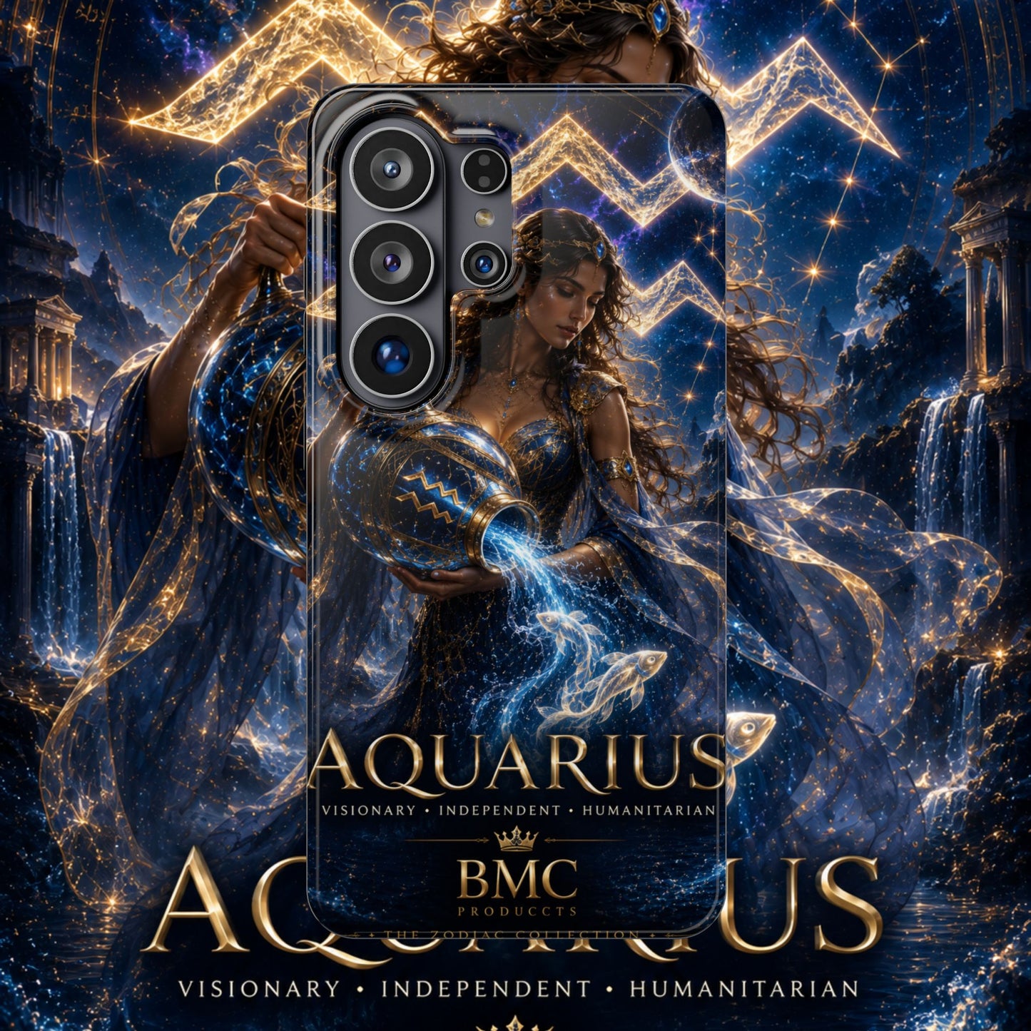 "Funda Magnética Reforzada♒ ACUARIO M– La Visionaria del Cielo y el Agua"
