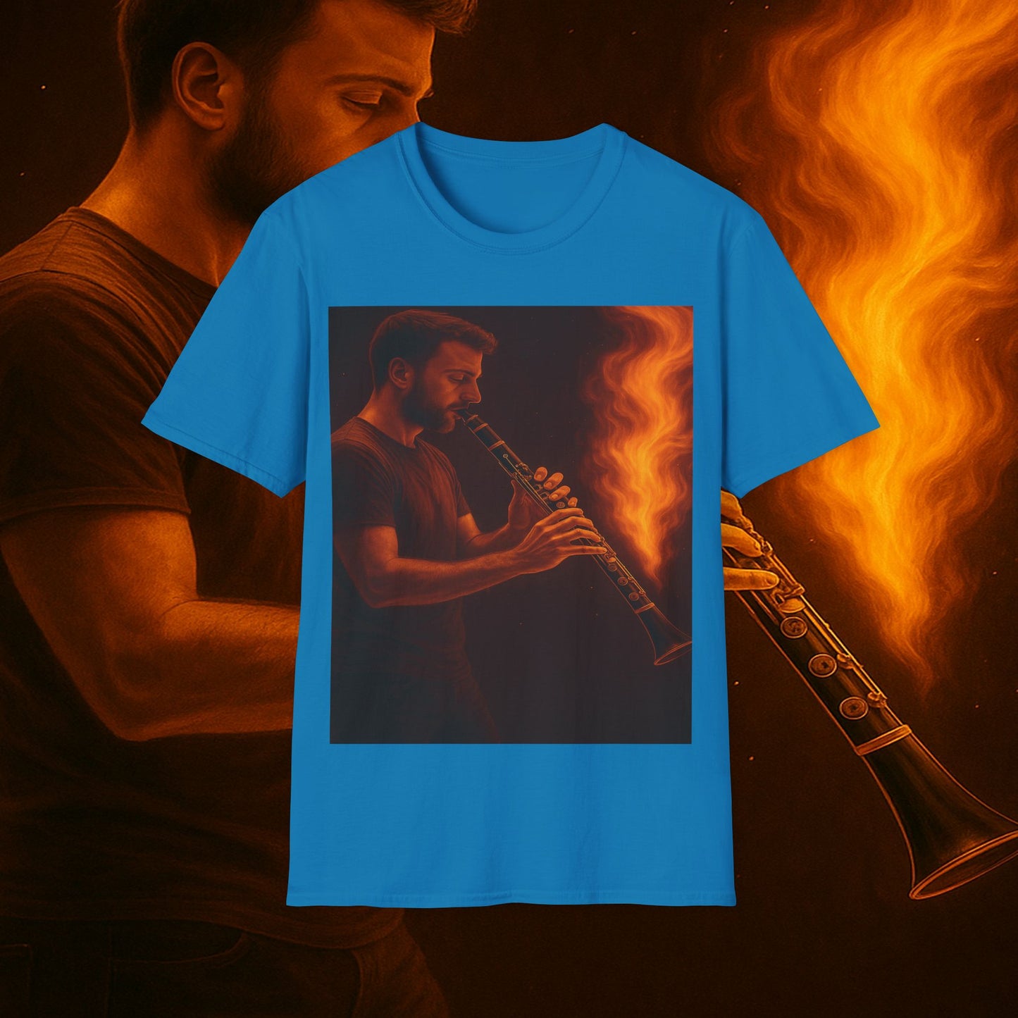 "Clarinet T-shirt🎵🔥 The sound of the soul doesn't scream... it burns." 🔥🎵