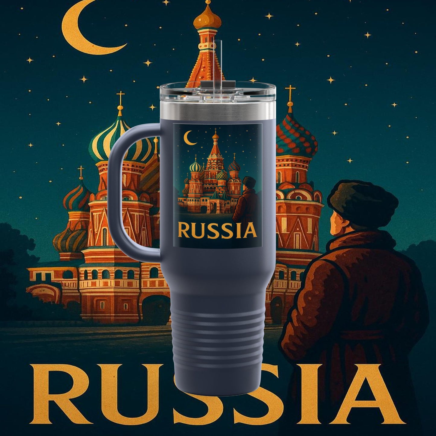 "Russia Insulated Travel Mug❄️ – Land of history, mystery, and grandeur"