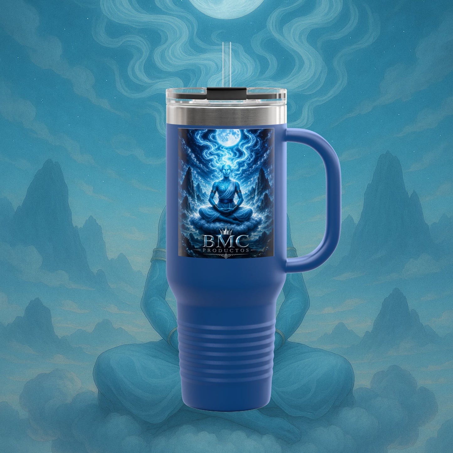 "Taza de viaje aislada Zephala,💨- la Voz del Viento Eterno"
