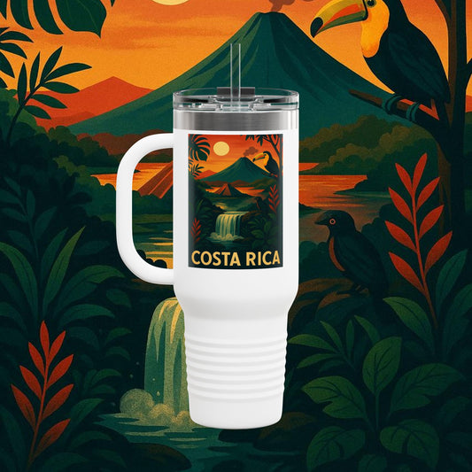 "Costa Rica Insulated Travel Mug: Pura Vida between Volcanoes and Jungles 🌋🌴🦜"