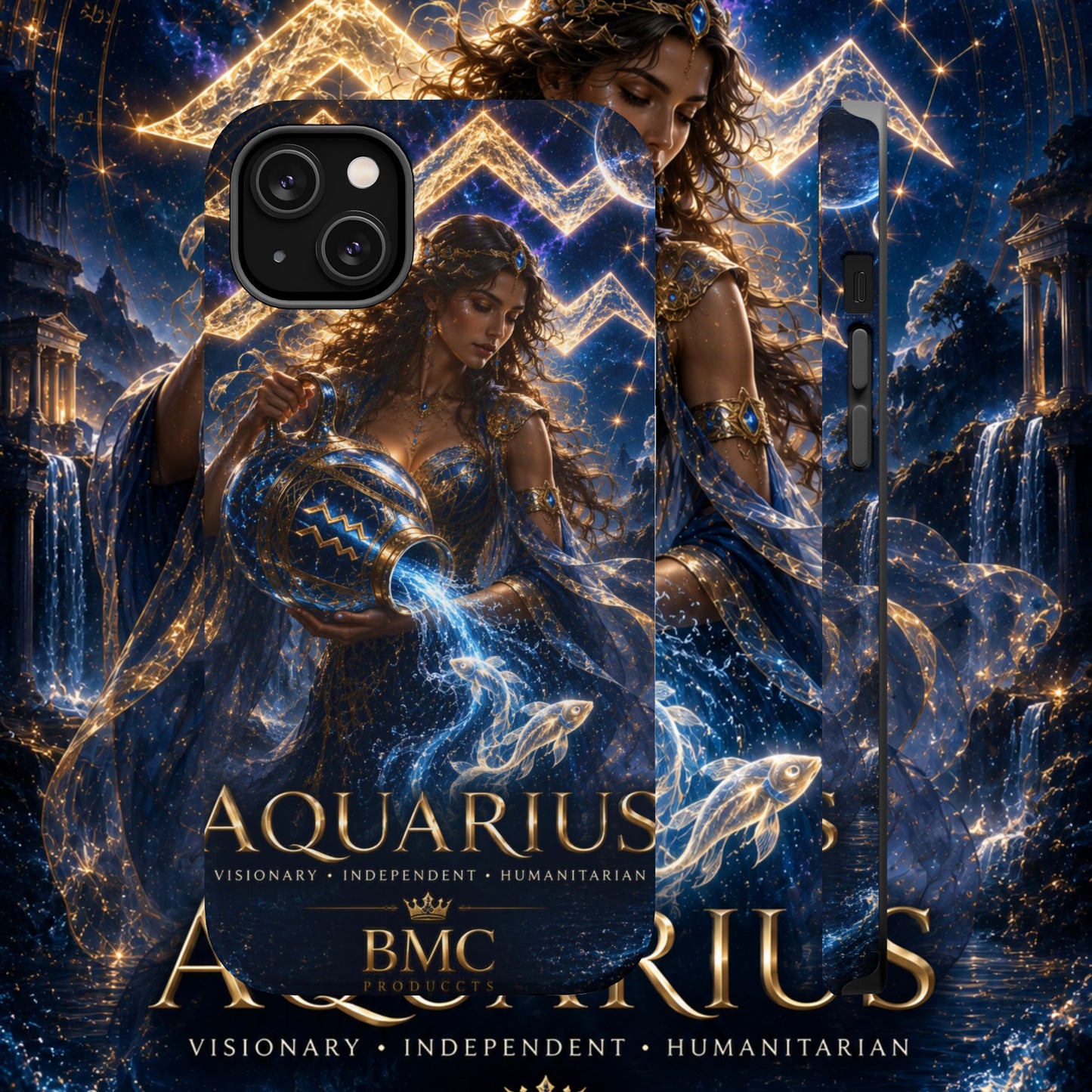 "Funda Magnética Reforzada♒ ACUARIO M– La Visionaria del Cielo y el Agua"