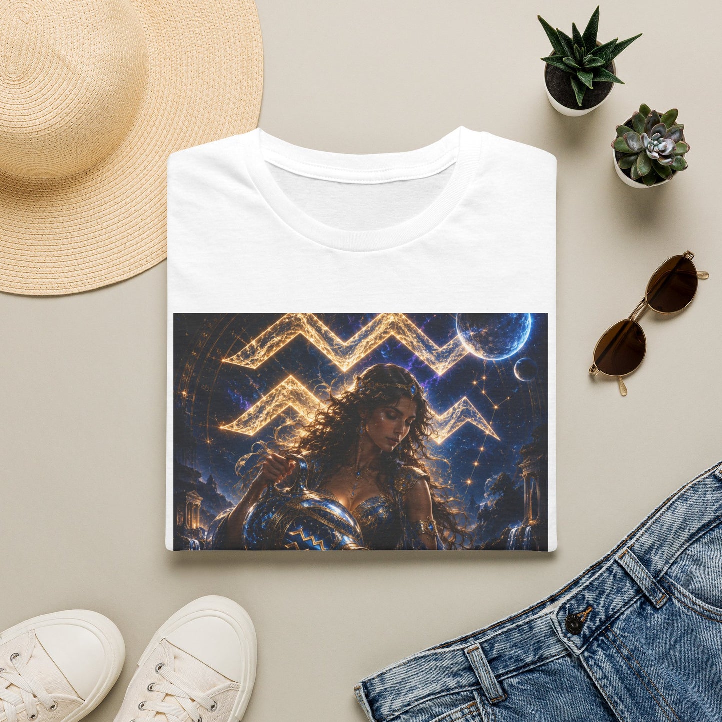 "Camiseta ♒ ACUARIO M– La Visionaria del Cielo y el Agua"