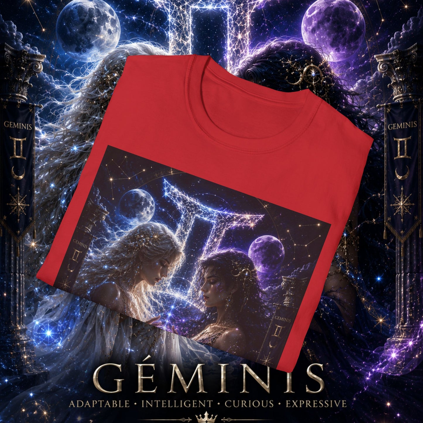 "Camiseta ♊ Géminis M — Reflejo del alma dividida"
