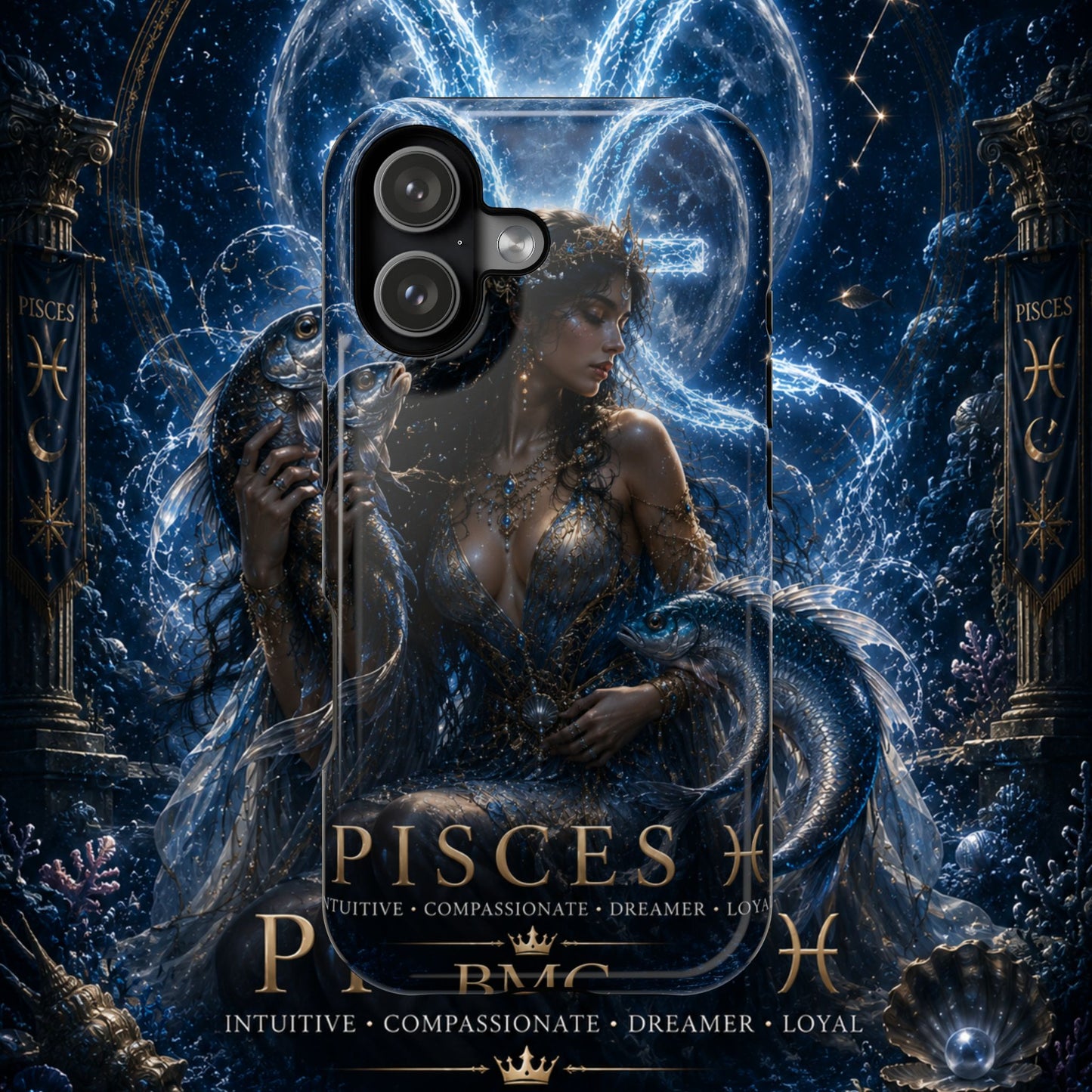 "Funda Magnética Reforzada Piscis M— La Guardiana de las Profundidades"