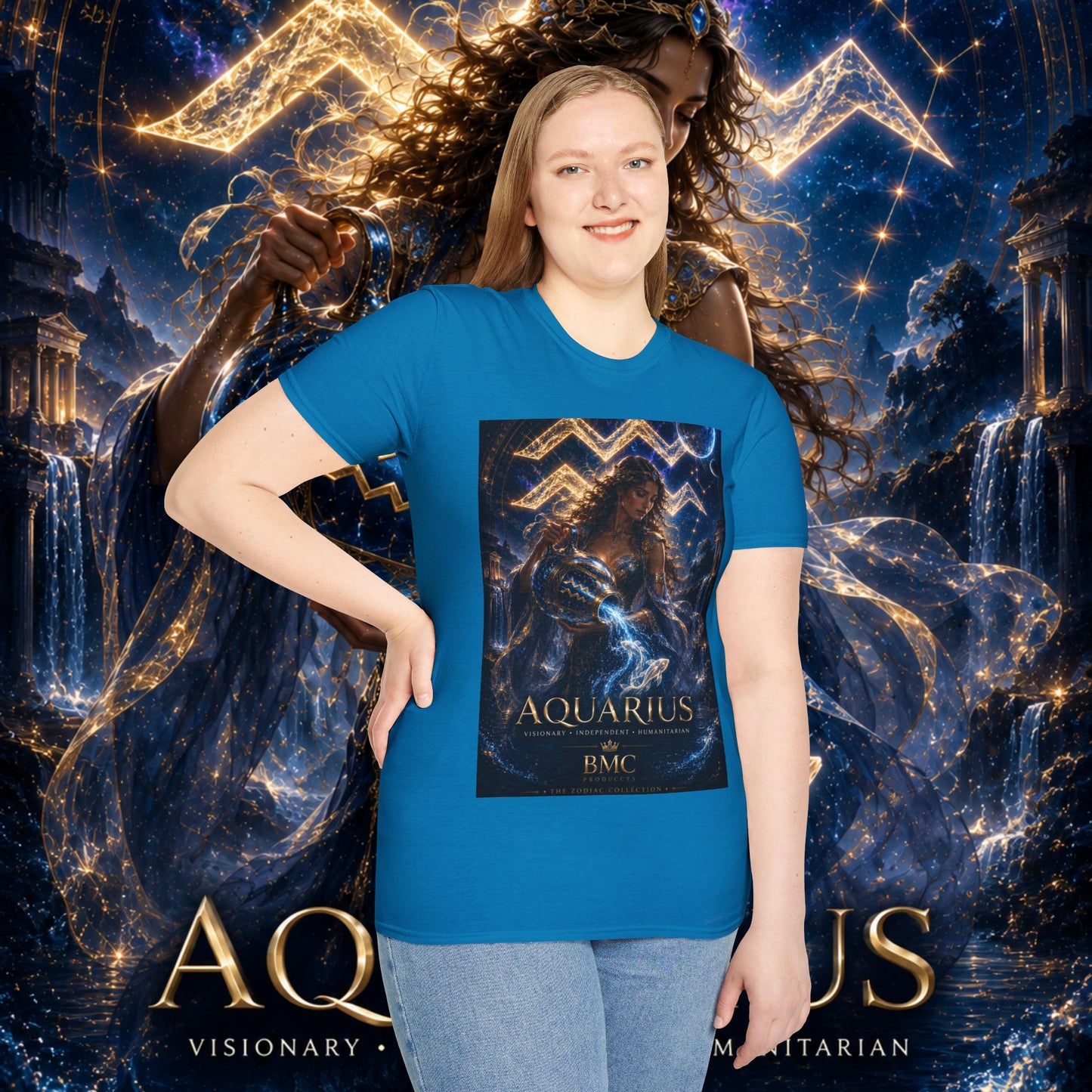 "Camiseta ♒ ACUARIO M– La Visionaria del Cielo y el Agua"