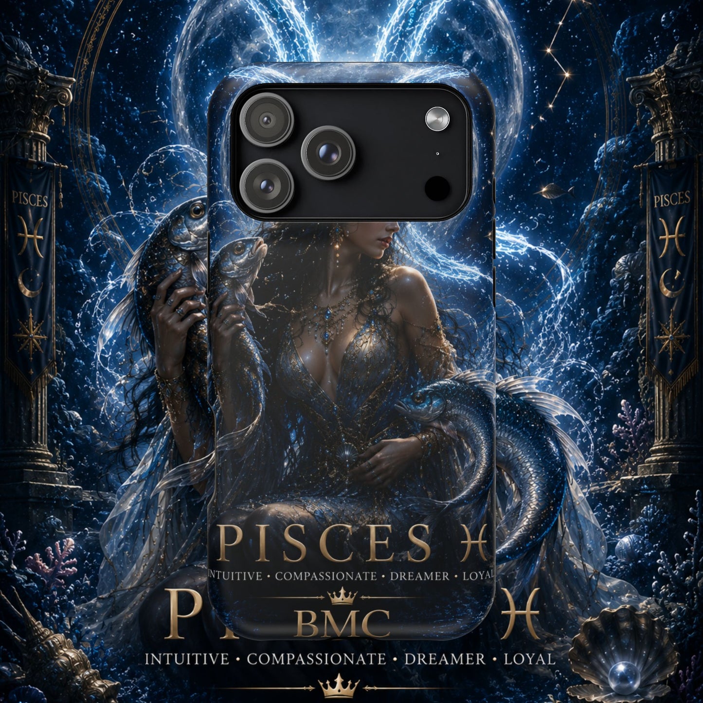 "Funda Magnética Reforzada Piscis M— La Guardiana de las Profundidades"