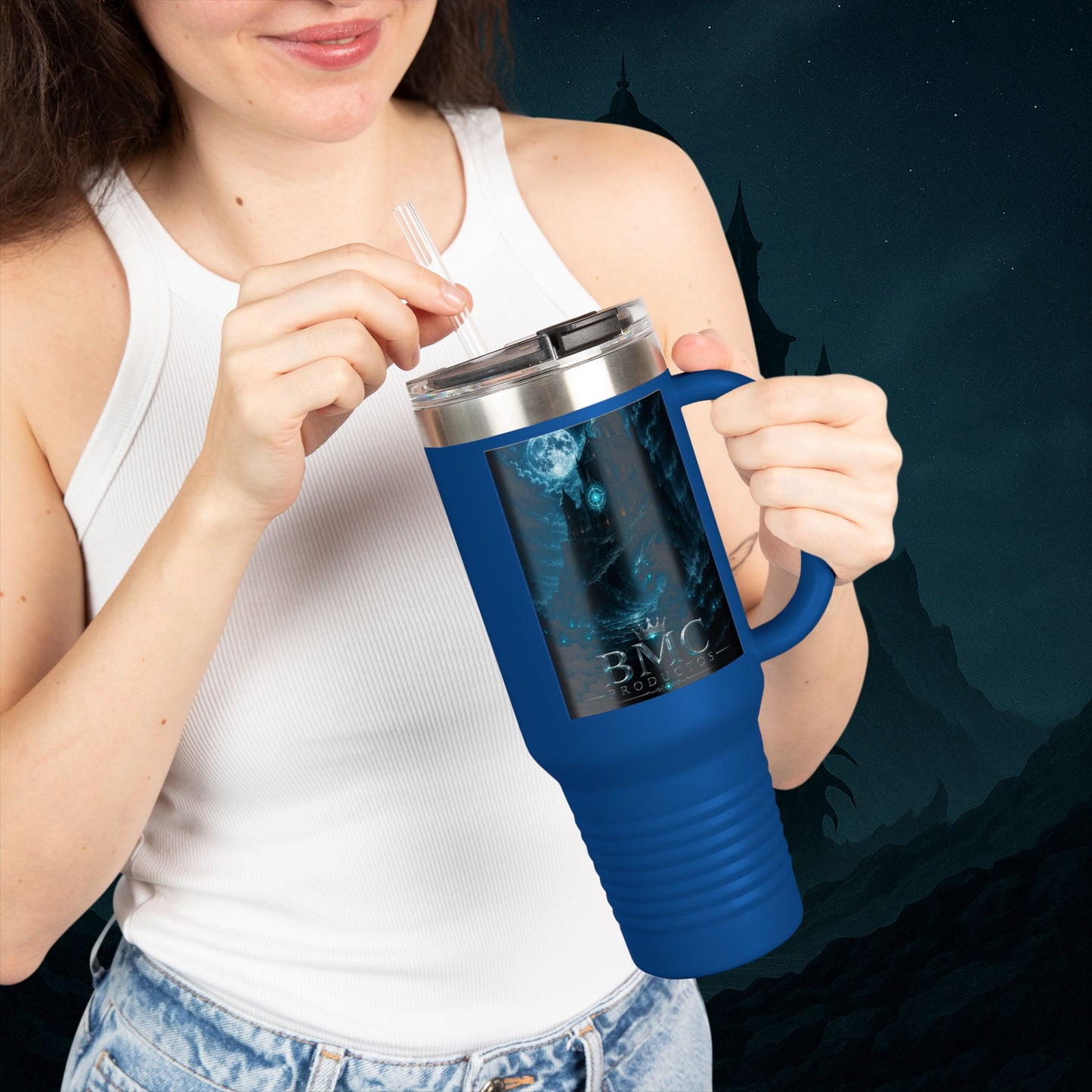 "Taza de viaje aislada 🏛️Fortaleza del Olvido"