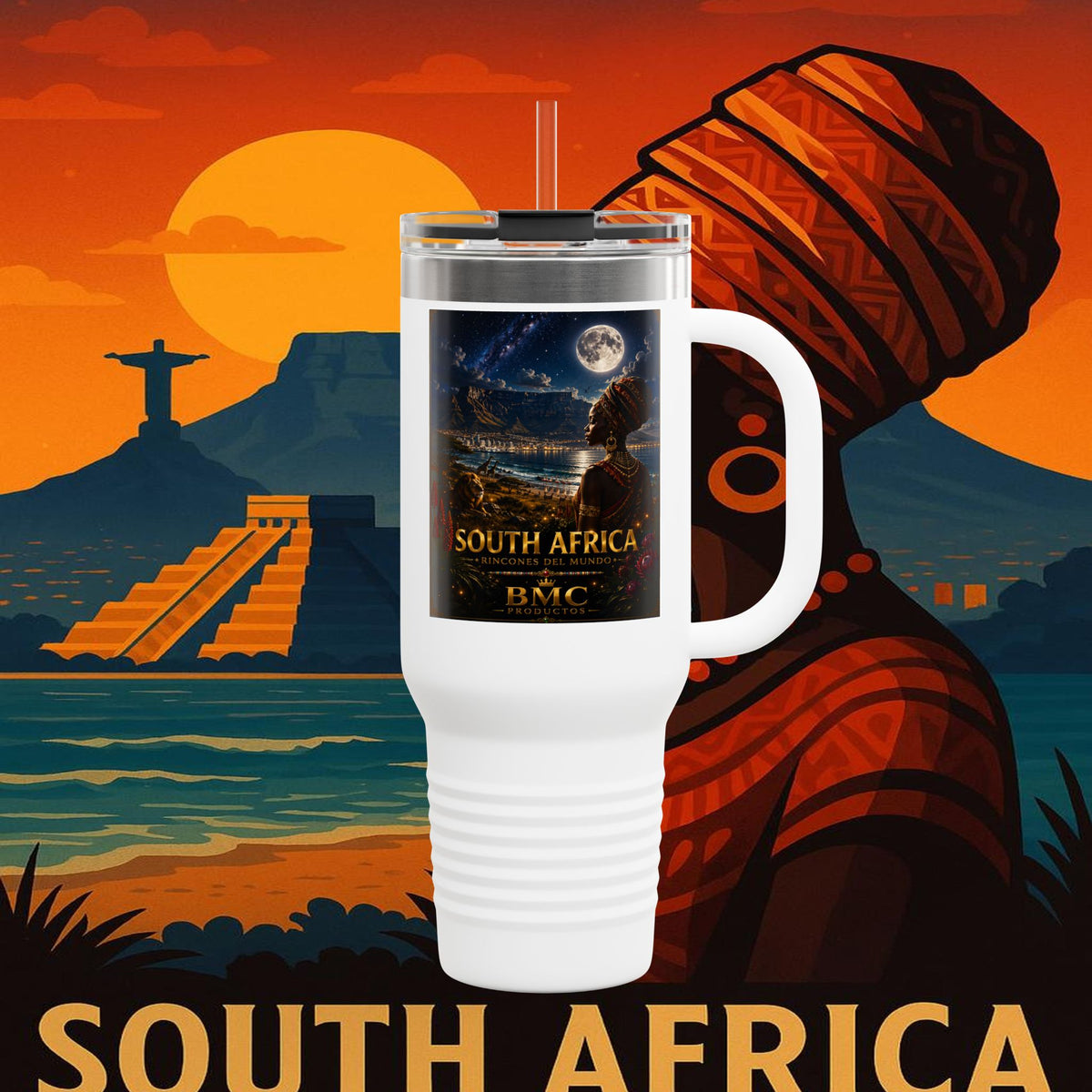 "taza de Viaje Aislada Sudáfrica 🌍 – Un mundo de aventuras y diversidad"