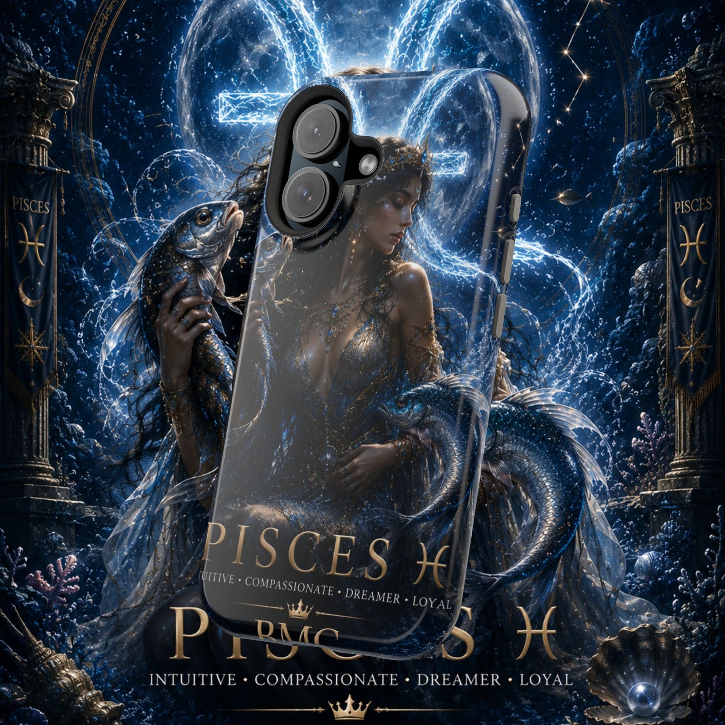 "Funda Magnética Reforzada Piscis M— La Guardiana de las Profundidades"