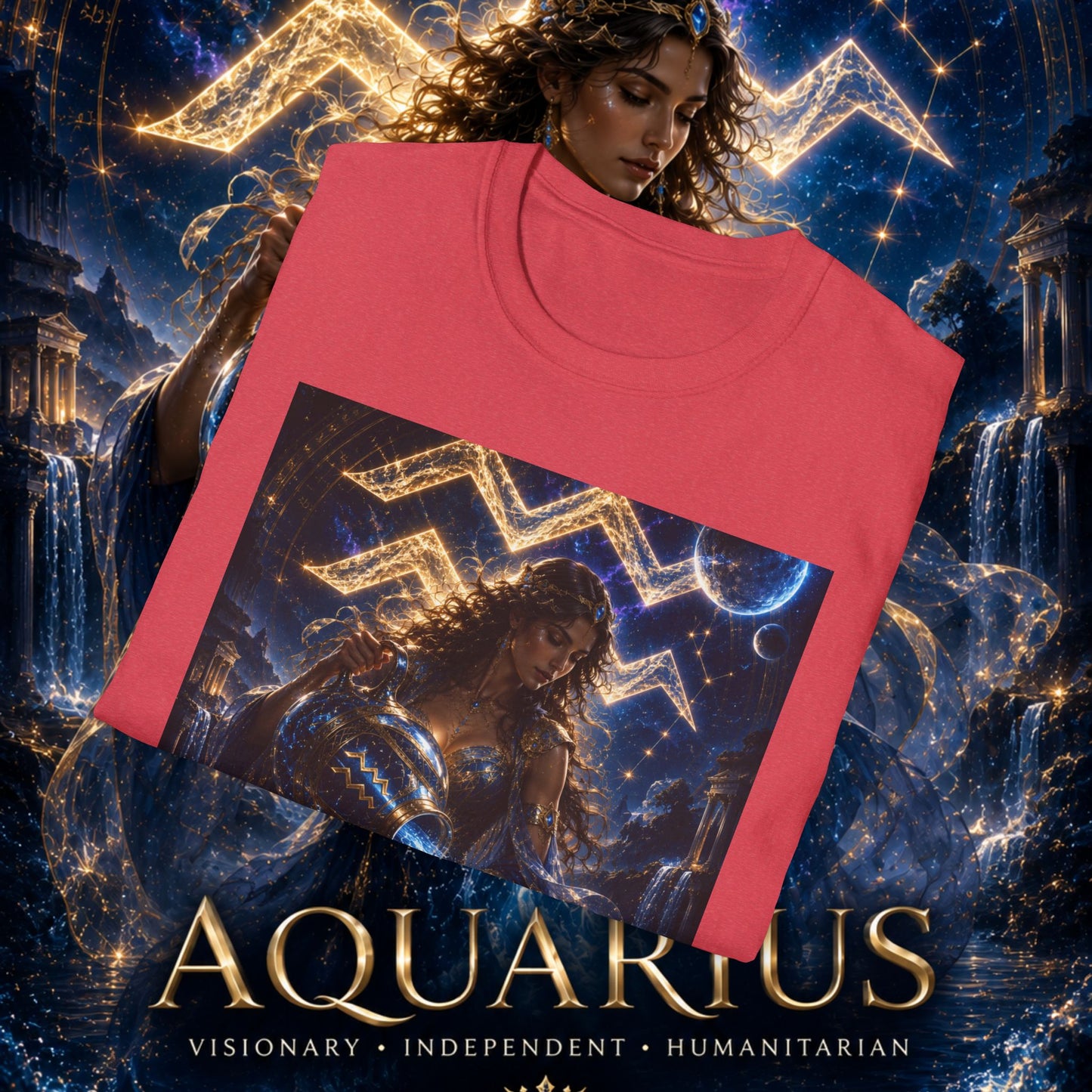 "Camiseta ♒ ACUARIO M– La Visionaria del Cielo y el Agua"