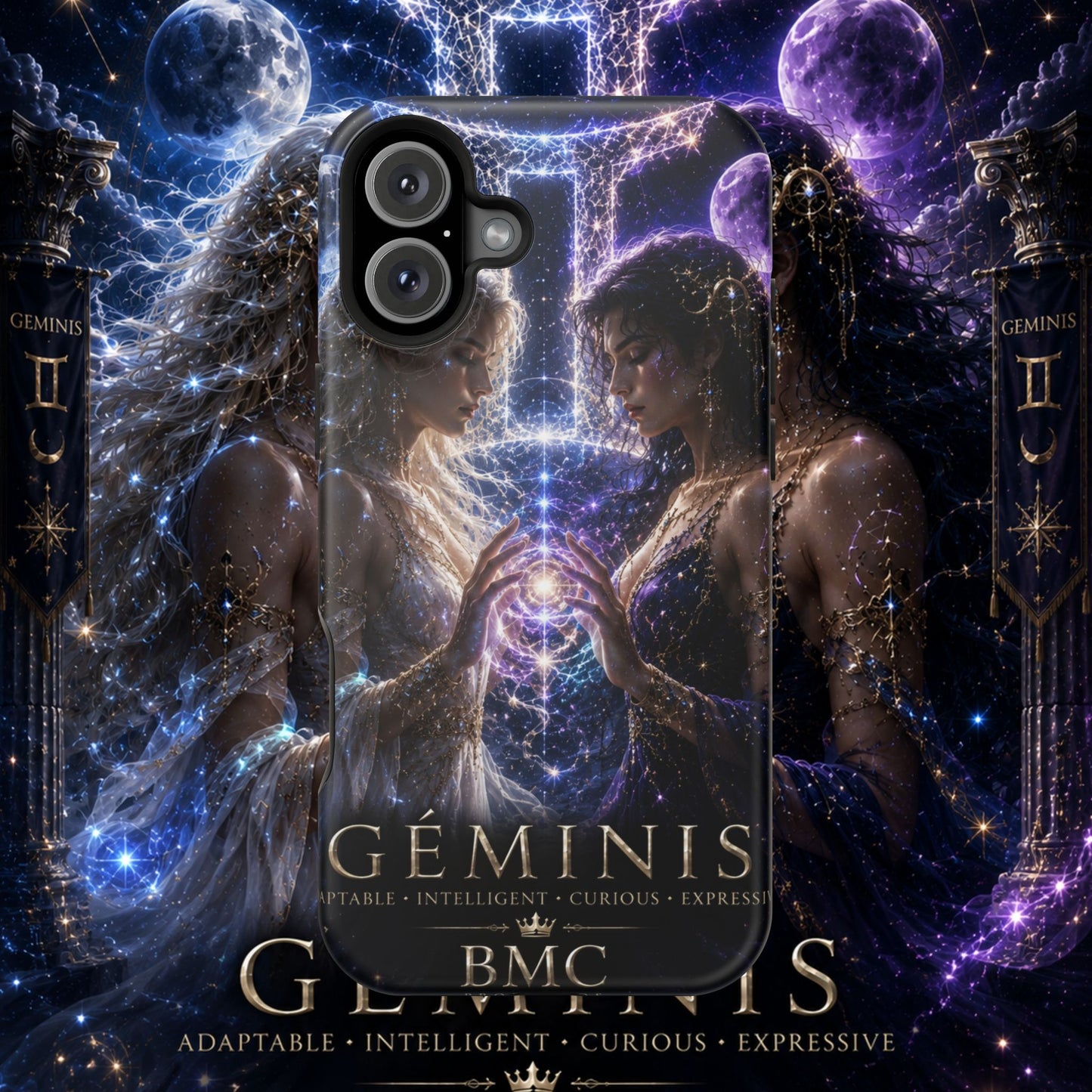 "Funda Magnética Reforzada♊ Géminis M— Reflejo del alma dividida"