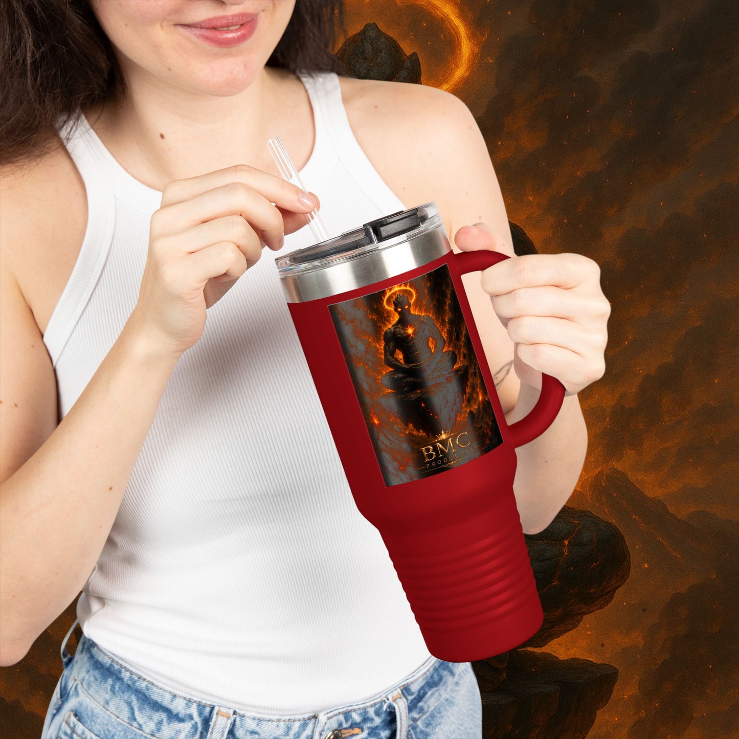 "Taza de viaje aislada Ignarh –🔥el Guardián del Silencio"
