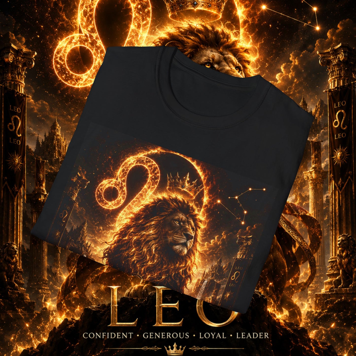 "Camiseta ♌ Leo — Soberano del fuego eterno"